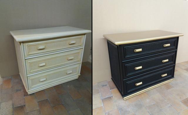 RENOVATION / RELOOKING |  : relooking commode en rotin
