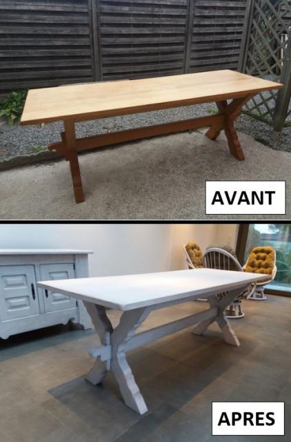 RENOVATION / RELOOKING |  : relooking table chne massif